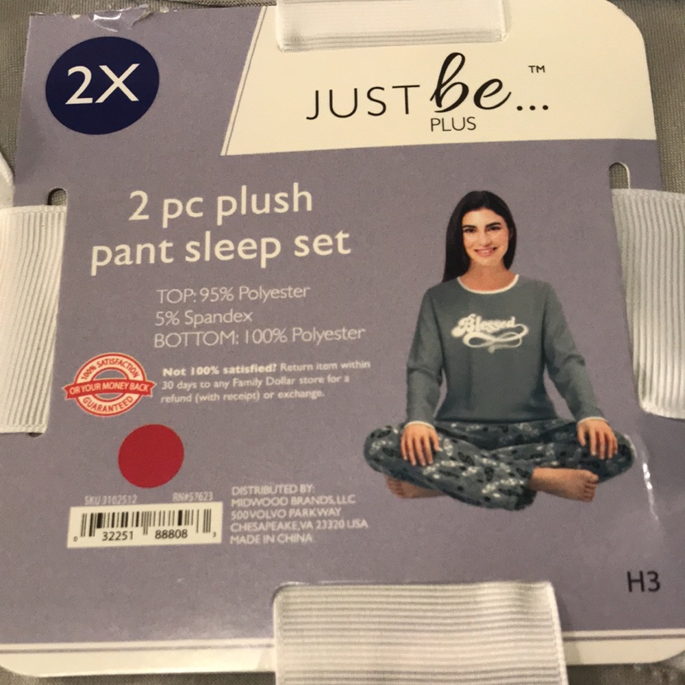 Gray & black just be blessed pajama set (2X)